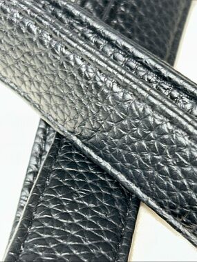 Adjustable Black Leather Bag Strap with Gold Hardware (spongy texture)